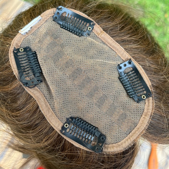 HAIR TOPPER CHIN LENGTH SOFT QUALITY RED AND BROWN SYNTHETIC FIBER CLIP IN HAIR - Picture 5 of 15